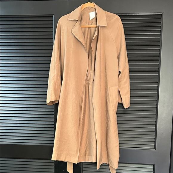 H&M Oversized Camel Trench Coat, Timeless Closet Staple, Size Small - Picture 2 of 15